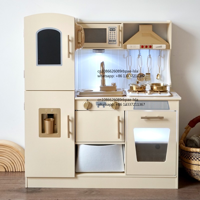 Kids Toys Kitchen Set - مجموعة طبخ خشبية تعليمية للعب التخيلي