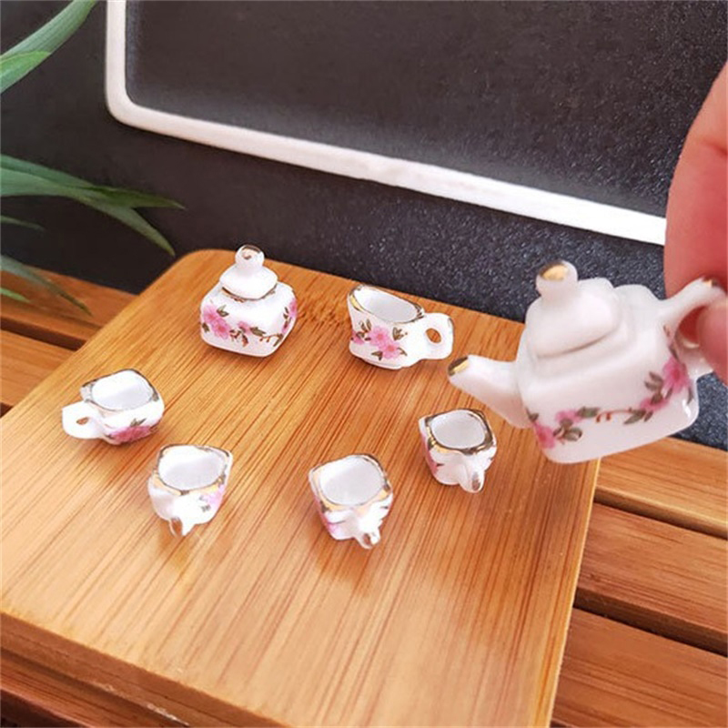Kids Toys Kitchen Set - طقم كوب شاي بورسلين مصغر للدمية